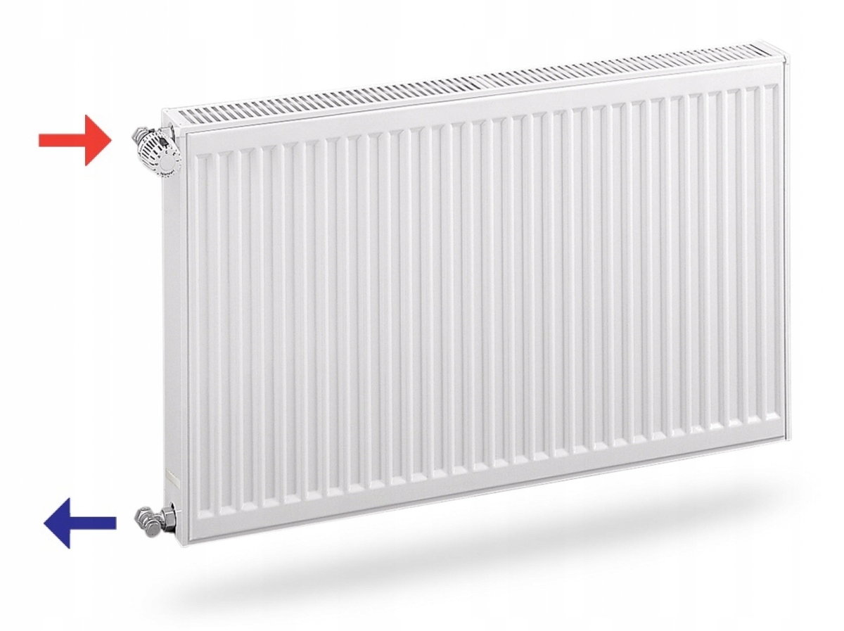 Oceľový panelový radiátor Purmo 1649 W biely 700 x 600 x 152 mm - bočné pripojenie
